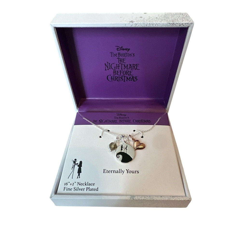 New Disney Nightmare‎ Before Christmas Halloween Silver Necklace Jack & Sally - Picture 4 of 6